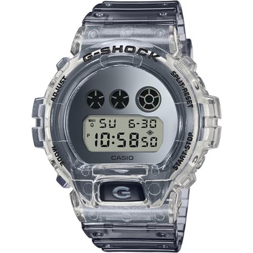 CASIO卡西歐 G-SHOCK灰色調復古風數位電子錶-透明(DW-6900SK-1D)