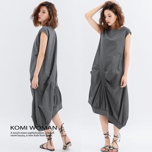 【KOMI】棉麻不規則設計感長洋裝