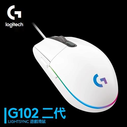 【Logitech 羅技】G102 第二代 RGB 炫彩遊戲滑鼠 白