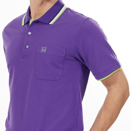 Abel Foxs Sports紫色綠邊男版短袖POLO衫-AFQ108-26