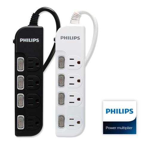 【PHILIPS 飛利浦】過載防護型 4開4插3孔延長線  (1.8米)