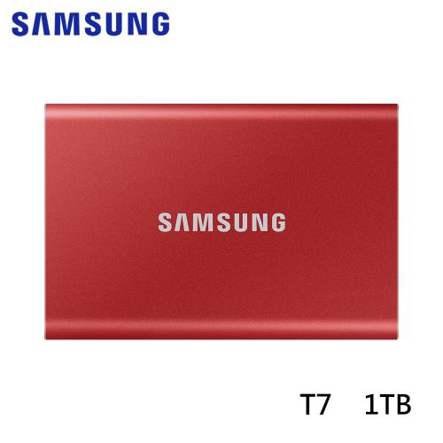 Samsung三星 外接式SSD T7 SSD移動式固態硬碟 1TB 金屬紅 MU-PC1T0R/WW