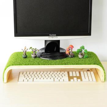 歐士OSHI 輕草地螢幕架電腦螢幕架鍵盤收納架質感實木螢幕架