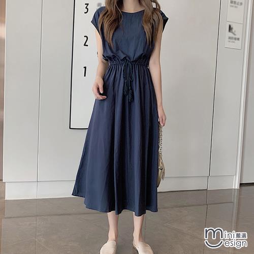 【Mini嚴選】 無袖收腰長版連身裙 三色