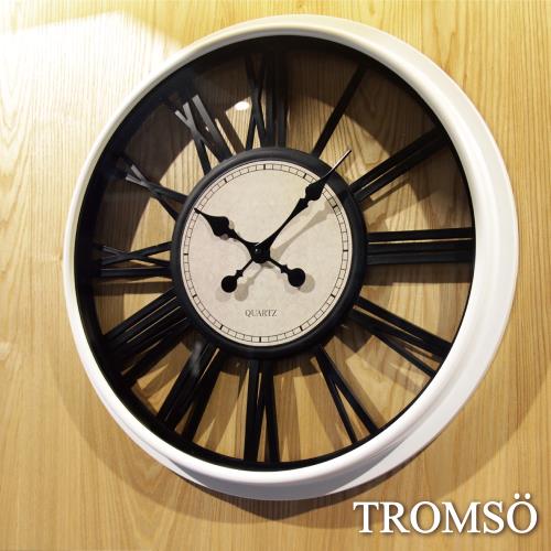 TROMSO-法式香榭_立體羅馬鏤空黑白時鐘