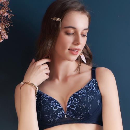 【U&Z】奢華寵愛 無鋼圈A-E罩內衣(沉穩藍)-台灣奧黛莉集團