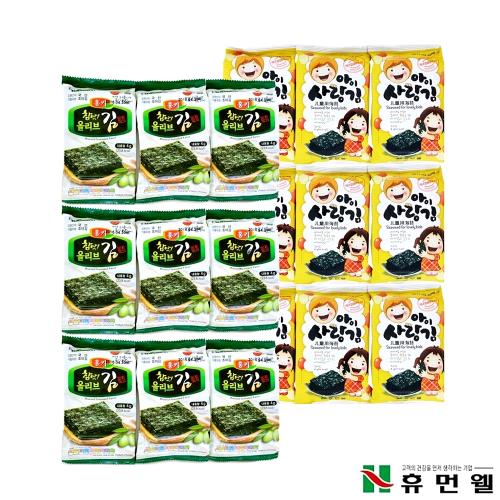 【韓國HUMANWELL】橄欖油烤海苔片/兒童烤海苔片(一箱72小包/各半)