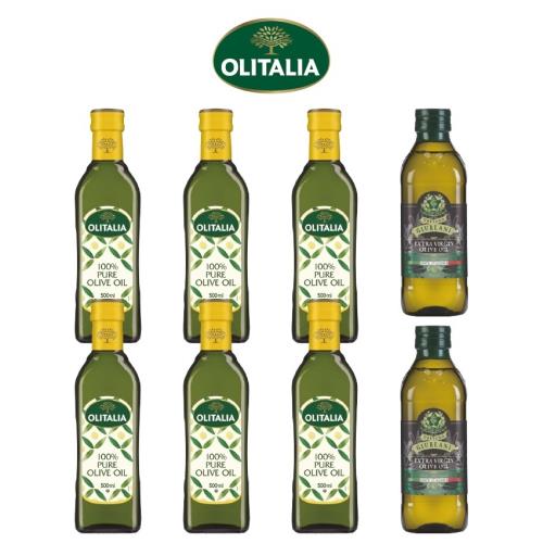 Olitalia 奧利塔 純橄欖油500ml x6罐+義大利 GIURLANI 老樹特級初榨橄欖油500ml x2罐