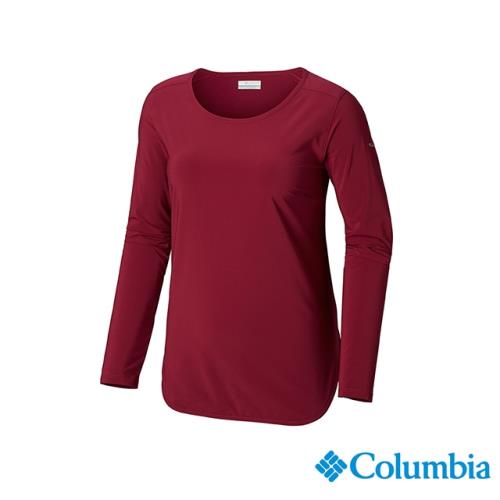 Columbia哥倫比亞 女款-UPF30快排長袖上衣-紫紅 UAL25390PD
