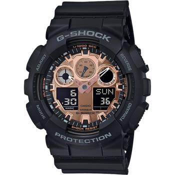 CASIO 卡西歐 G-SHOCK 重機玫瑰金手錶 GA-100MMC-1A