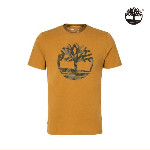 Timberland 男款小麥色迷彩大樹LOGO棉質短袖T恤A2EW6P47