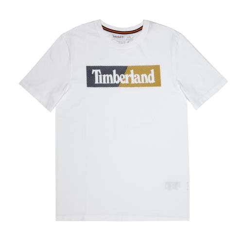 Timberland 男款白色發泡印花短袖T恤A2EM6100