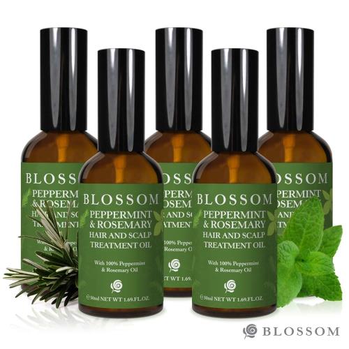 BLOSSOM 薄荷迷迭香植萃頭皮舒緩按摩油50ML*5件組-效期20260621