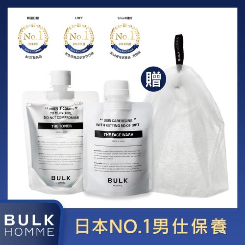 BULK HOMME 本客 日本男士保養 洗面乳 潔顏霜100g+化妝水200ml+起泡網
