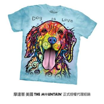 【摩達客】美國進口The Mountain 彩繪開心黃金獵犬 純棉環保短袖T恤