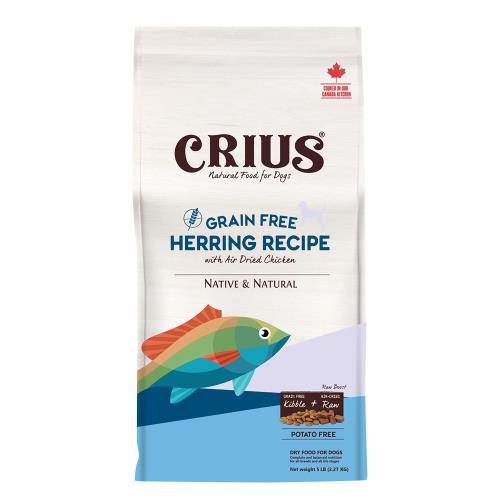 CRIUS 克瑞斯天然寵物飼料-無榖白鮭魚營養顆粒+風乾肉塊犬糧 5LB