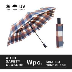 W P C自動款日本asc Folding Umbrella 抗強風摺疊傘日本雨傘msj 064 紅酒格 自動開收折傘 Etmall東森購物
