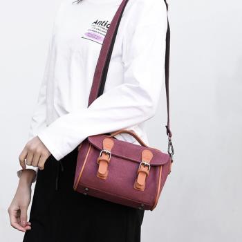 Acorn*橡果-韓系復古帆布包斜背包側肩包郵差包小包6518N(紫咖)