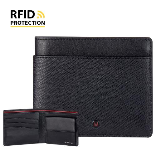 【MONDAINE 瑞士國鐵】蘇黎世系列RFID防盜 8卡零錢包短夾(十字紋)
