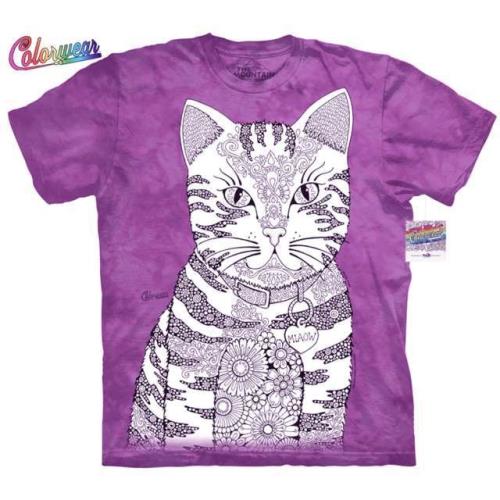 【摩達客】美國進口ColorWear 貓咪喵喵 禪繞畫療癒藝術 環保短袖T恤