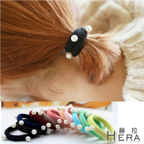 Hera 赫拉  珍珠寬版毛巾髮圈/髮束/10入組