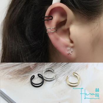 Hera 赫拉 個性雙線U型無耳洞耳環/耳扣/耳骨夾單顆(耳環 耳骨夾 耳扣)