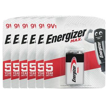 【Energizer 勁量】鹼性9V電池6入吊卡裝(9V長效鹼性電池6LF22)