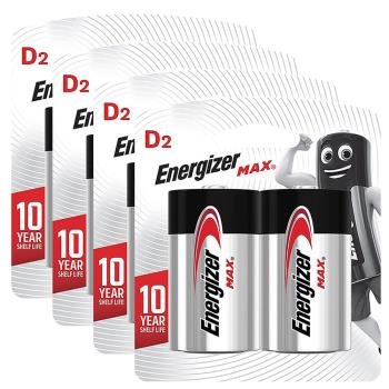 【Energizer 勁量】MAX鹼性1號D電池8入(1.5V長效鹼性電池LR20)