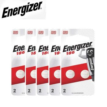 【Energizer 勁量】鈕扣型186鹼性電池10顆 吊卡裝(1.5V鈕扣電池LR43 D186)