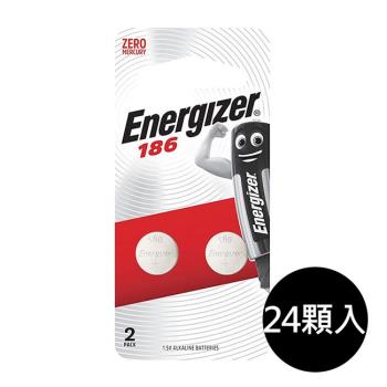 【Energizer 勁量】鈕扣型186鹼性電池24顆 吊卡盒裝(1.5V鈕扣電池LR43 D186)
