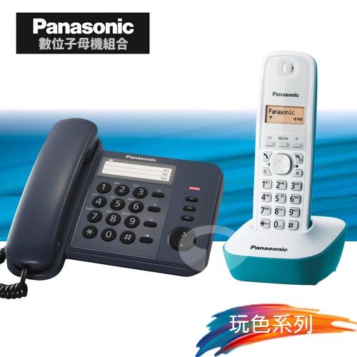 Panasonic 松下國際牌數位子母機電話組合 KX-TS520+KX-TG1611 (經典藍+湖水藍)