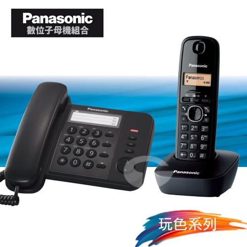 Panasonic 松下國際牌數位子母機電話組合 KX-TS520+KX-TG1611 (經典黑+曜石黑)