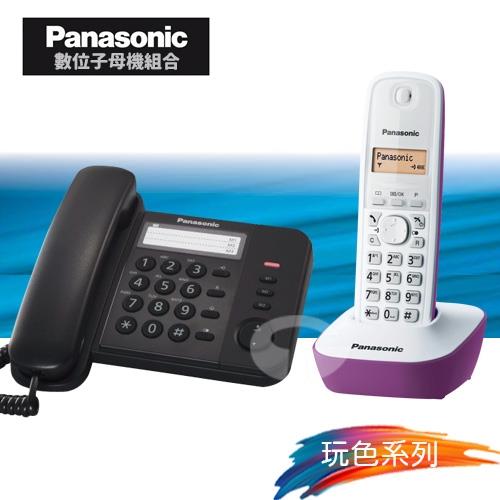 Panasonic 松下國際牌數位子母機電話組合 KX-TS520+KX-TG1611 (經典黑+羅蘭紫)