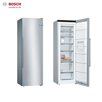 BOSCH 博世 GSN36AI33D 冷凍櫃，237公升大容量，適閤家庭儲存大量冷凍食物。採用變頻馬達，220V/60Hz運作，耗電量僅276kWh/年，高效節能。單門右開設計，經典銀色外觀，尺寸寬60×深65×高186cm，安裝空間寬60×深71×高186cm。西班牙原裝進口，全機及壓縮機保固1年，含基本運送拆箱服務。完美結合德國工藝與實用性，提供穩定低溫保鮮，理想的獨立式冷凍解決方案。