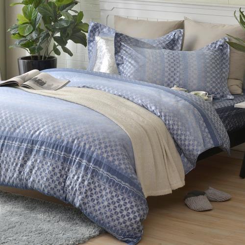 【寶松Royal Cover】加大 60支韓國珍珠錦四件式兩用被床包組 台灣製(藍色)