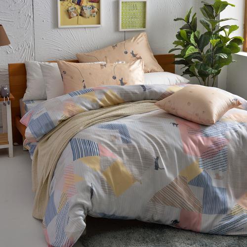 【寶松Royal Cover】雙人 40支萊賽爾天絲四件式兩用被床包組 台灣製(頑皮世界-藍粉)