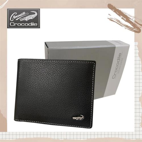 (Crocodile)鱷魚 真皮短夾／男用皮夾／9卡片錢包  (黑色-11041)