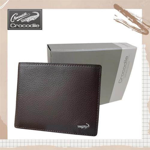(Crocodile)鱷魚 真皮短夾／男用皮夾／9卡片錢包  (咖啡-11042)