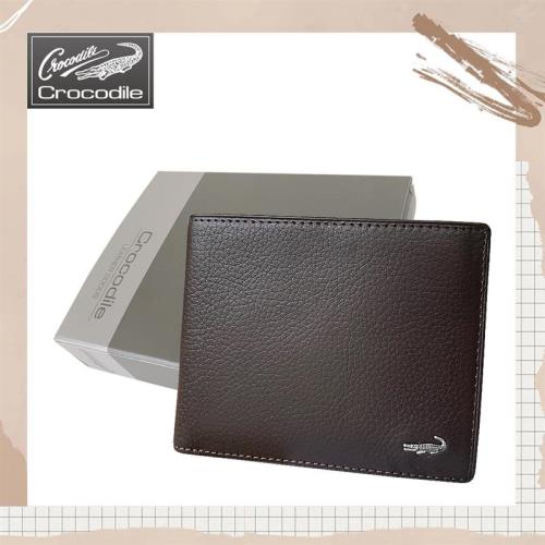 (Crocodile)鱷魚 真皮短夾／男用皮夾／14卡片錢包 (咖啡-11032)