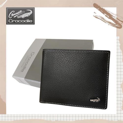 (Crocodile)鱷魚 真皮短夾／男用皮夾／14卡片錢包 (黑色-11031)