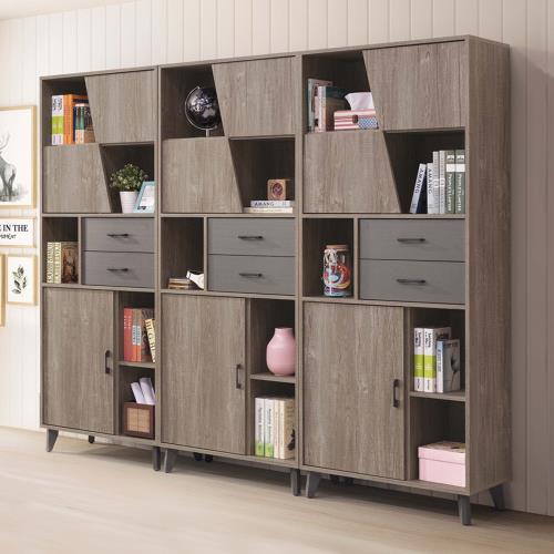 Boden-奧瓦8尺工業風半開放式書櫃組合/多功能收納櫃/展示櫃/置物櫃