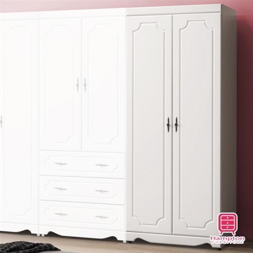 【Hampton 漢汀堡】托比拉烤白2.7尺雙桿衣櫥