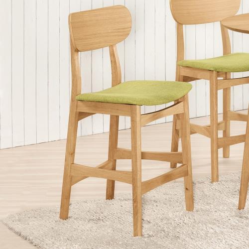Boden-多米綠色布實木吧台椅/吧檯椅/高腳椅