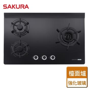 【SAKURA櫻花】三口雙炫火玻璃檯面爐 - 全省安裝 G-2932AGB