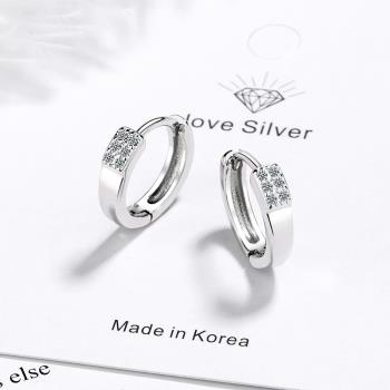 【Emi艾迷】韓系925銀針璀璨永恆環繞碎鑽鑲綴耳環