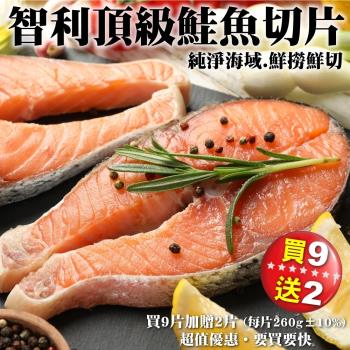 (買9送2)海肉管家-智利頂級鮭魚(共11片/每片約260g±10%)