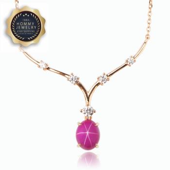 【Hommy Jewelry】 紅寶石項鍊(法國星鑽 六道星芒)