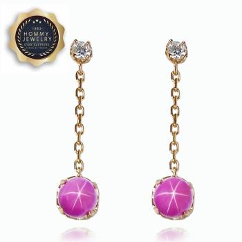 【Hommy Jewelry】紅寶石耳環(法國星鑽 六道星芒)