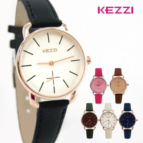 KEZZI珂紫 K-1675 雜誌款簡約刻度小秒設計皮帶錶