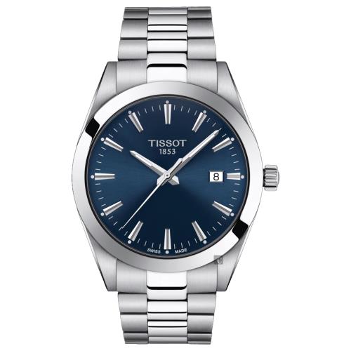 TISSOT天梭Gentleman紳士石英手錶-藍/40mmT1274101104100